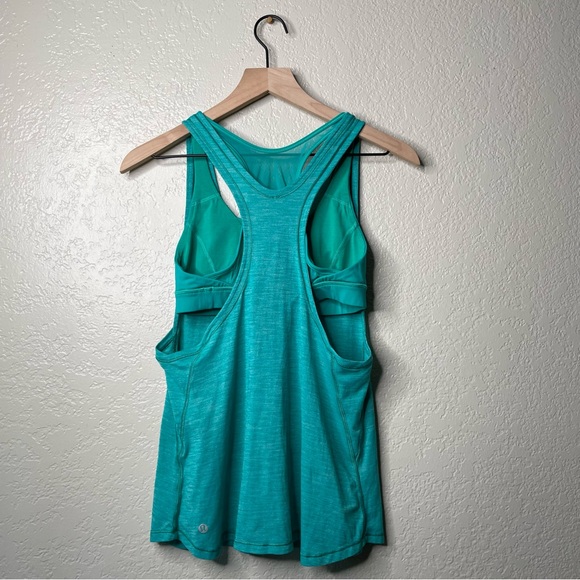 Lululemon Glide and Stride Tank Heathered Viridian Green Workout Top - Picture 9 of 12